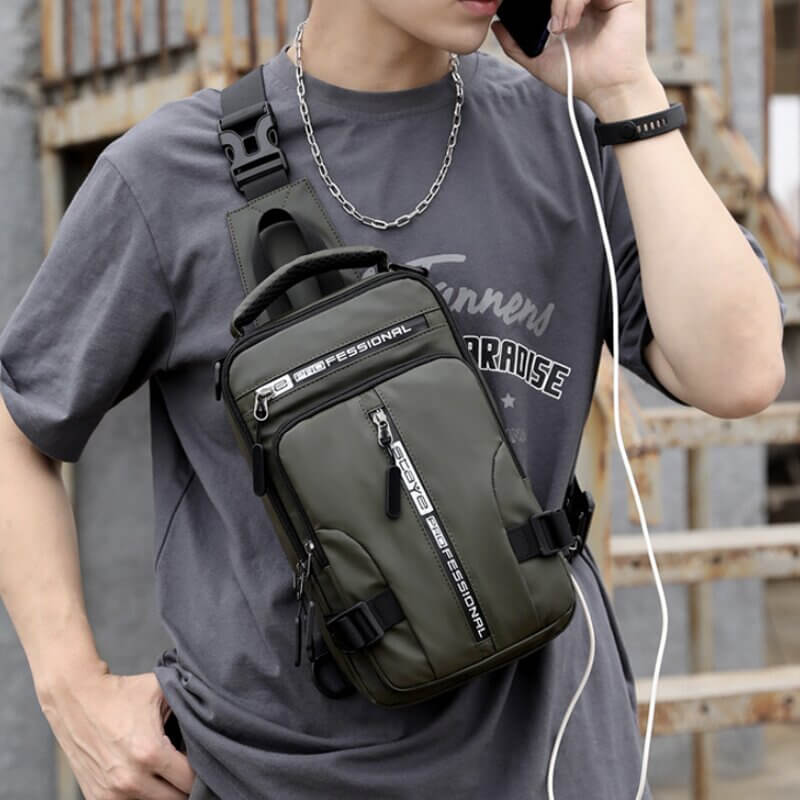 Waterproof Anti-Theft Crossbody Sling Bag with USB Charging Port and Multi-Pocket Design