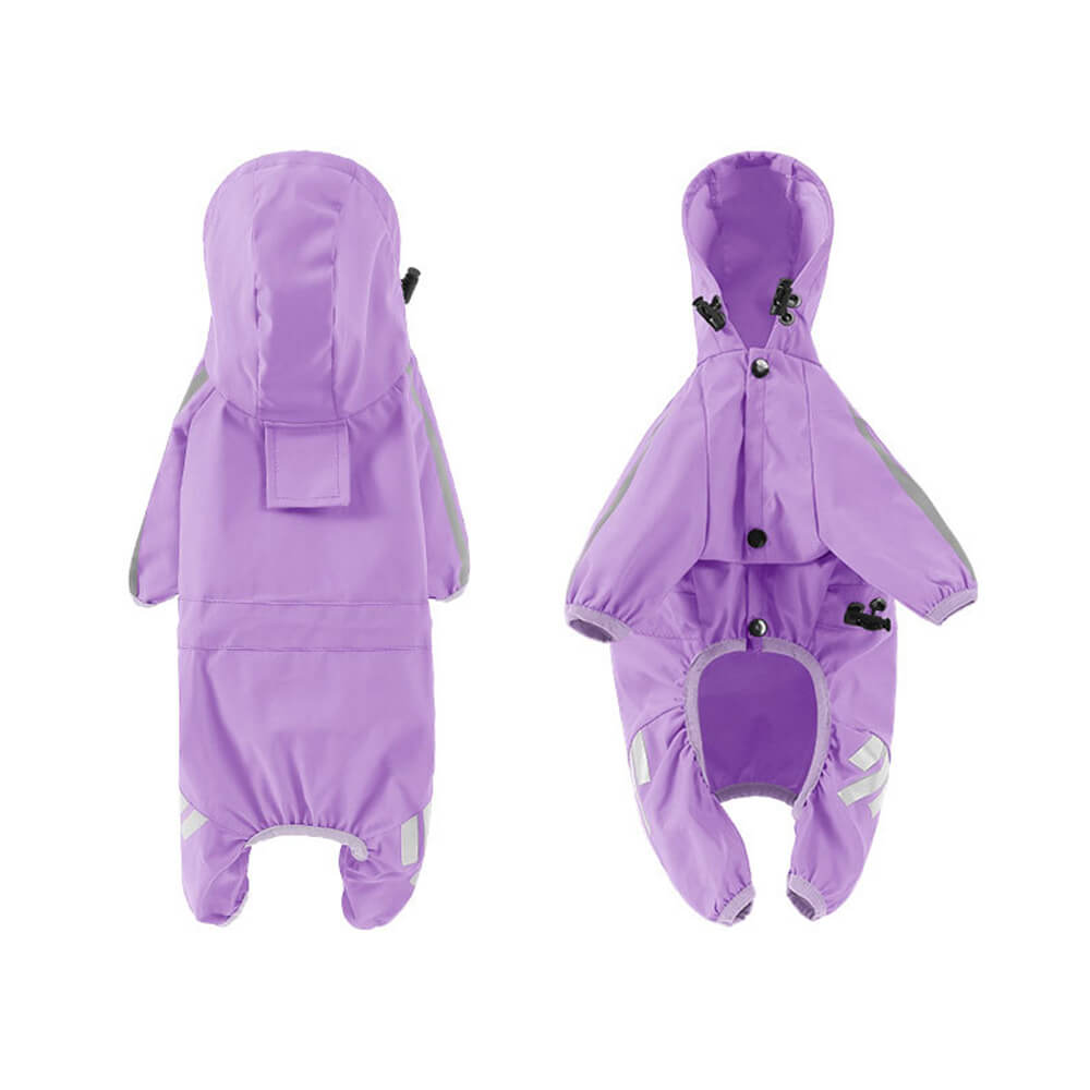 Waterproof Hooded Dog Raincoat with Reflective Stripes - Adjustable