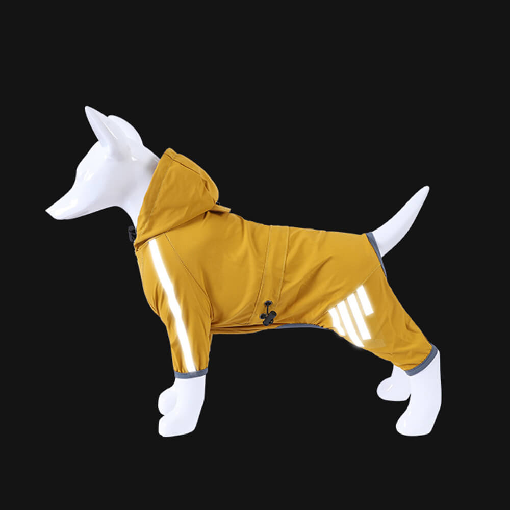 Waterproof Hooded Dog Raincoat with Reflective Stripes - Adjustable