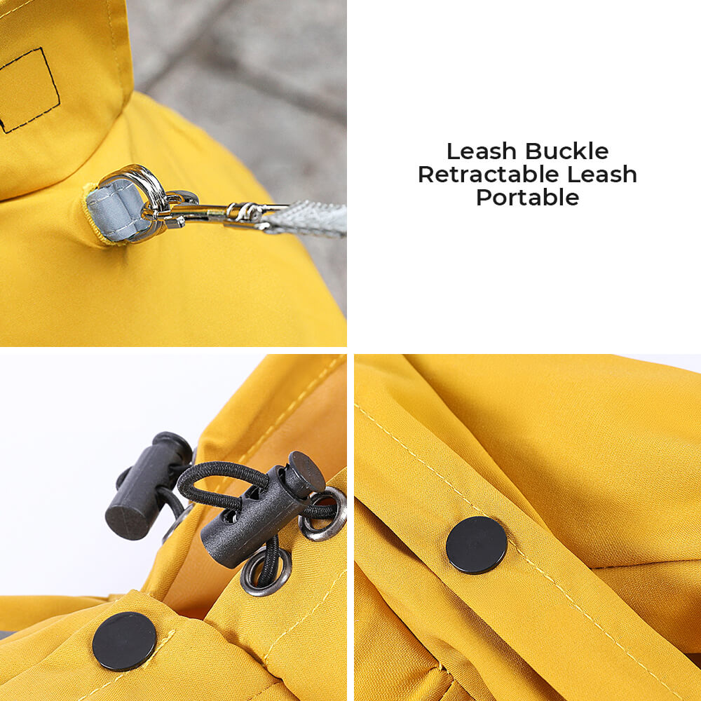 Waterproof Hooded Dog Raincoat with Reflective Stripes - Adjustable
