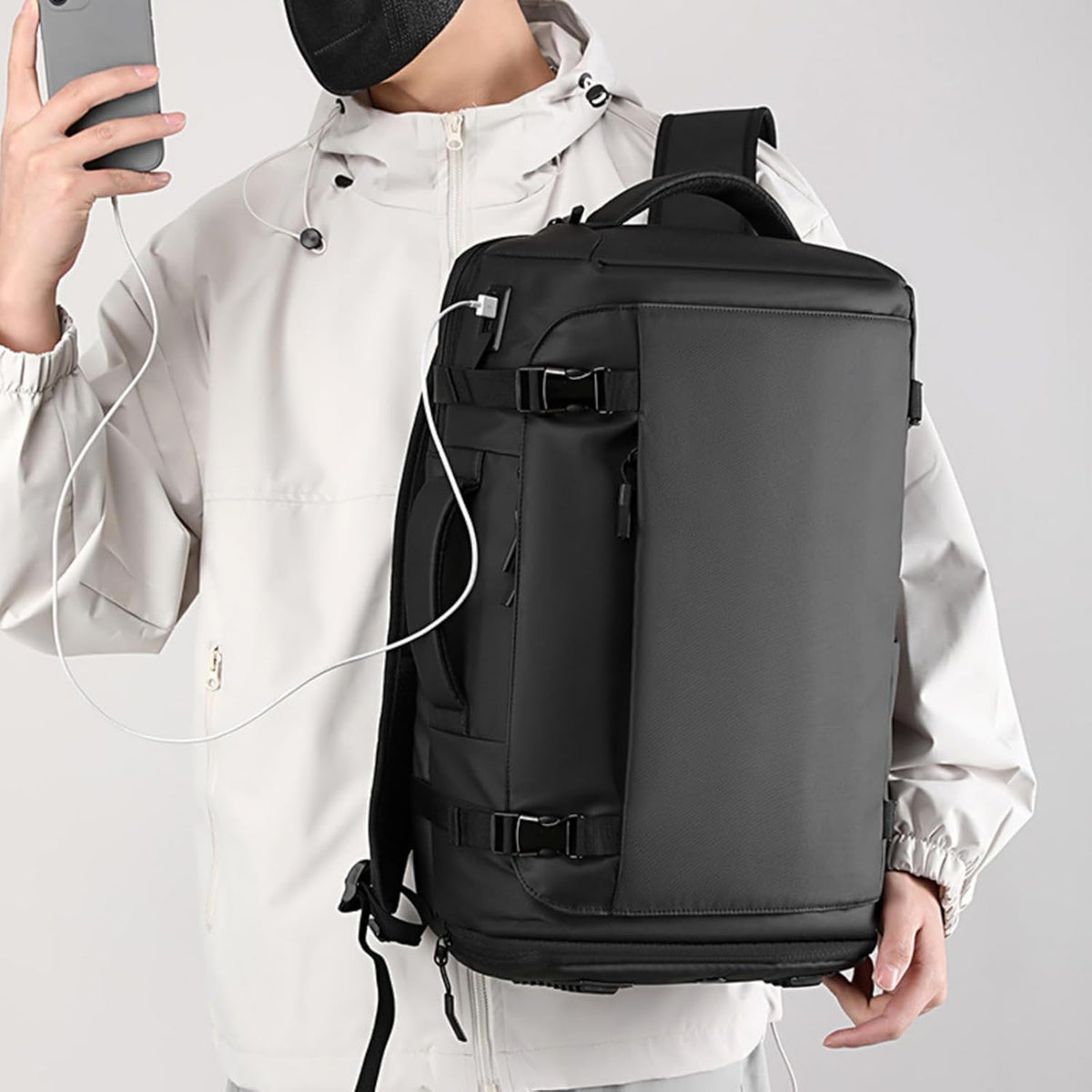 Waterproof Laptop Backpack with Side-Opening Design and USB-C Port