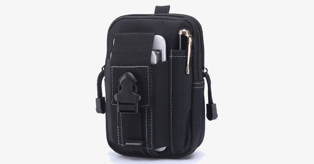 Waterproof Military Waist Bag with Zipper Closure and Belt Attachment for Outdoor Travel