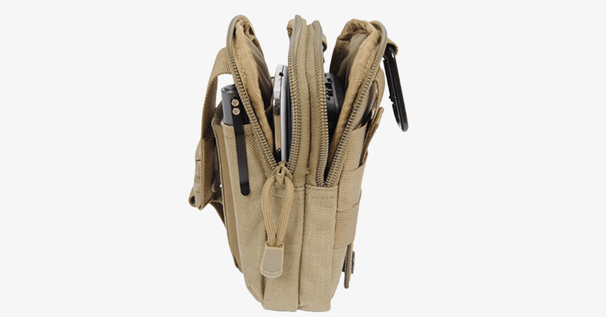 Waterproof Military Waist Bag with Zipper Closure and Belt Attachment for Outdoor Travel