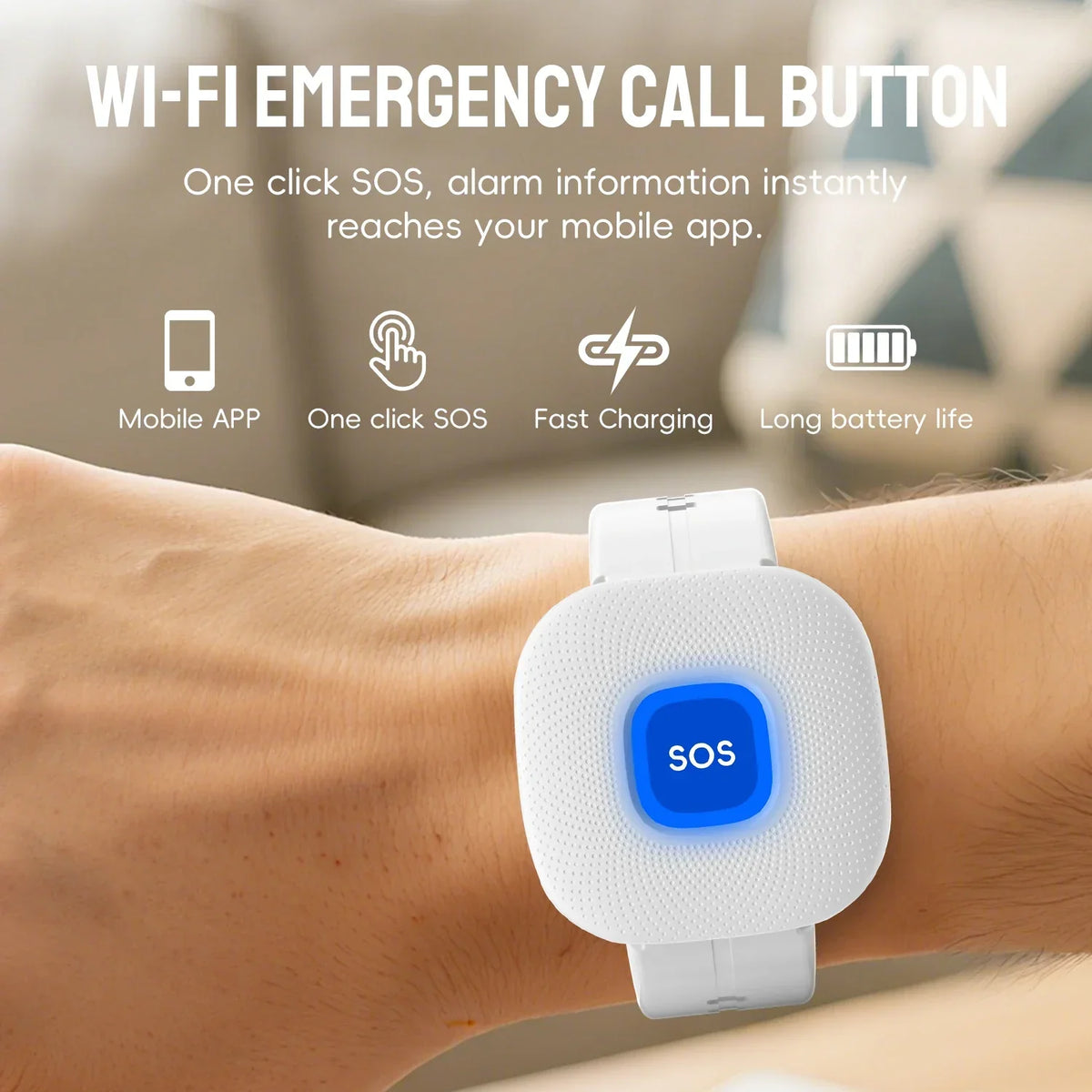 Waterproof WiFi SOS Emergency Watch with App Push Alerts - USB Rechargeable - Black & White