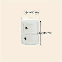 White Round Nightstand Storage Cabinet