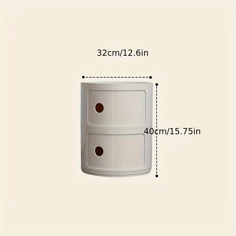 White Round Nightstand Storage Cabinet