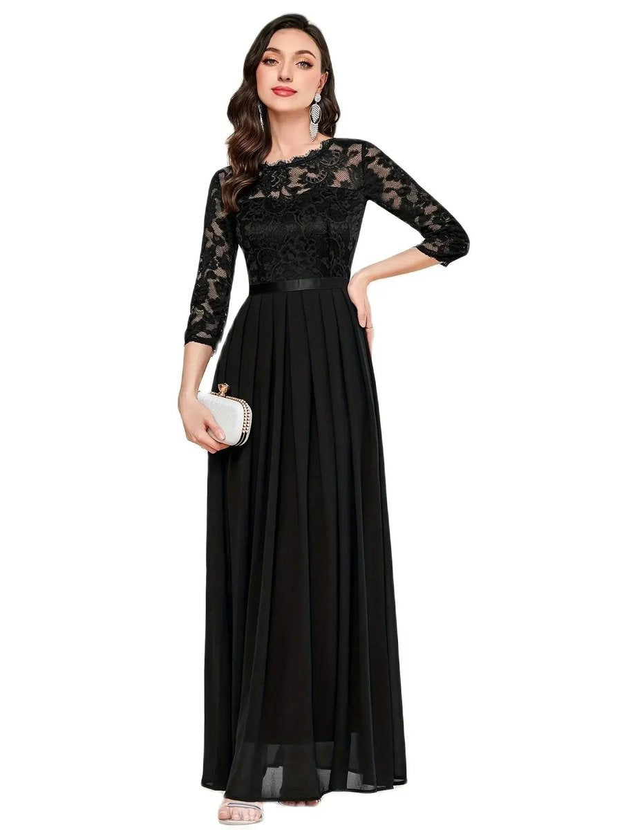 Women's 3/4-Sleeve A-Line Maxi Formal Dress