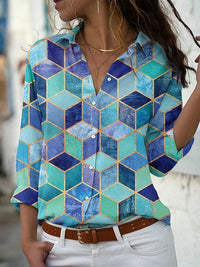 Women's Button-Front Printed Jacket