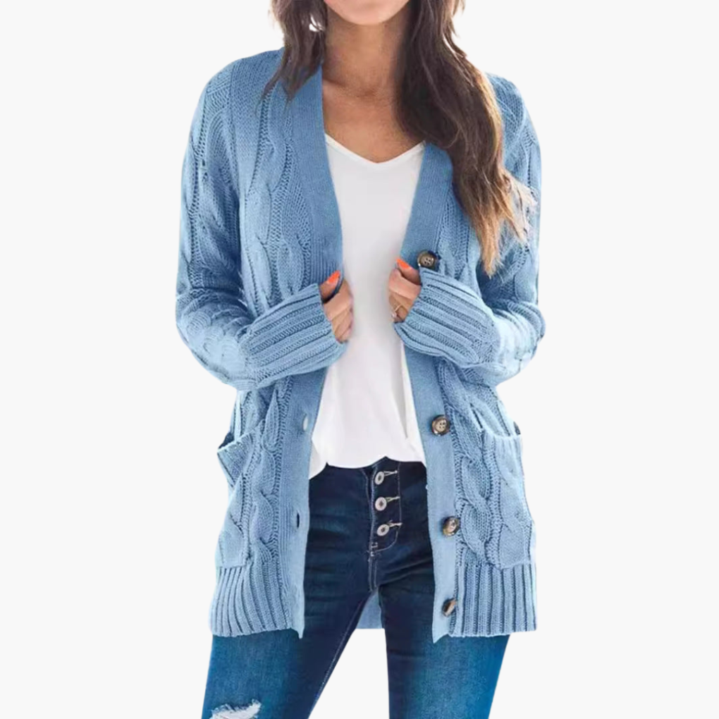 Women's Button-Up Cardigan with Pockets