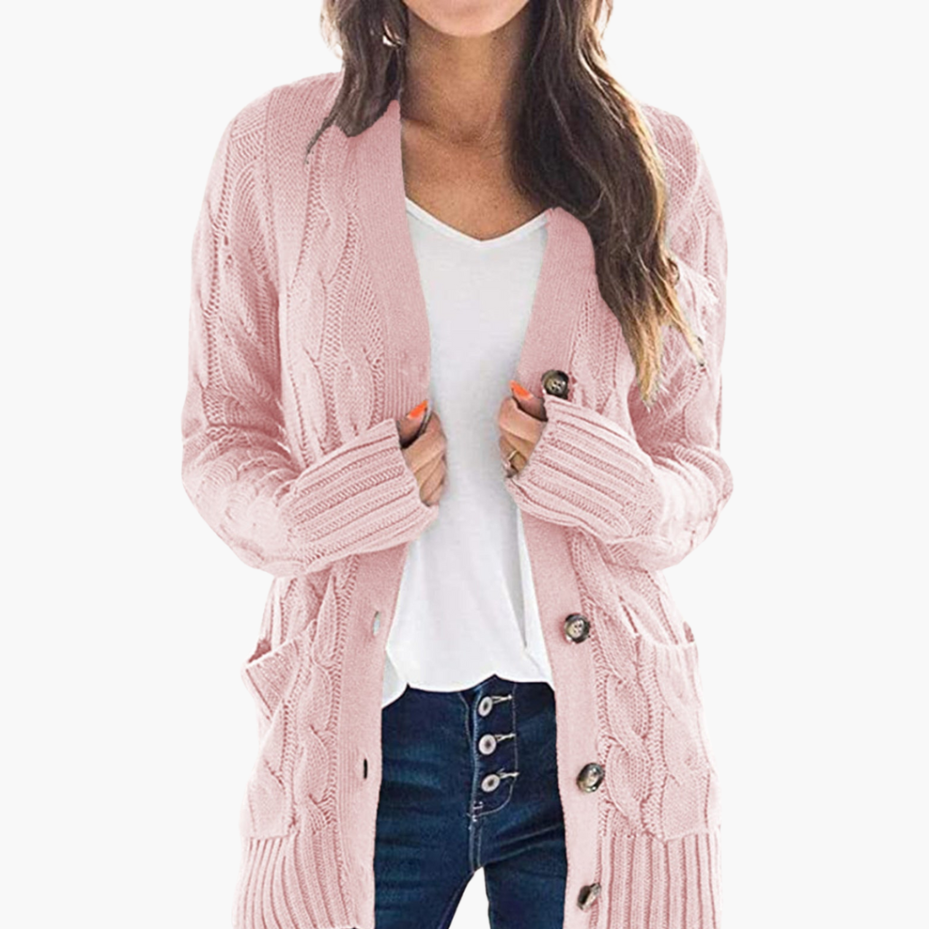 Women's Button-Up Cardigan with Pockets