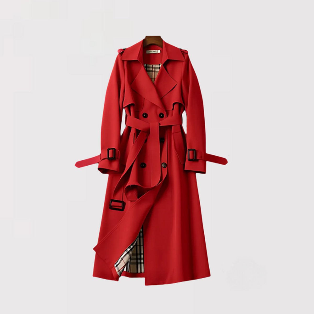 Women's Classic Double-Breasted Belted Trench Coat