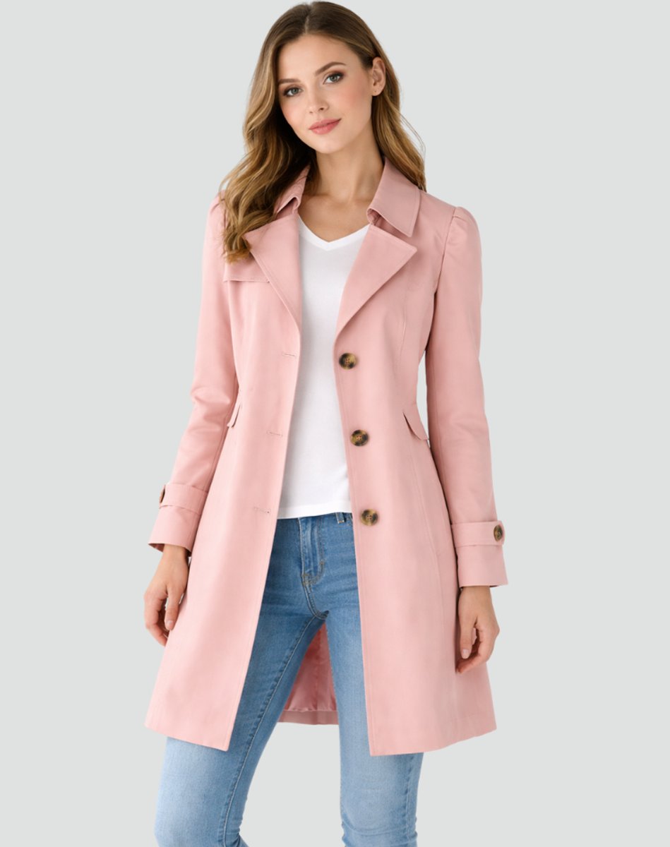 Women's Classic Double-Breasted Mid-Length Trench Coat