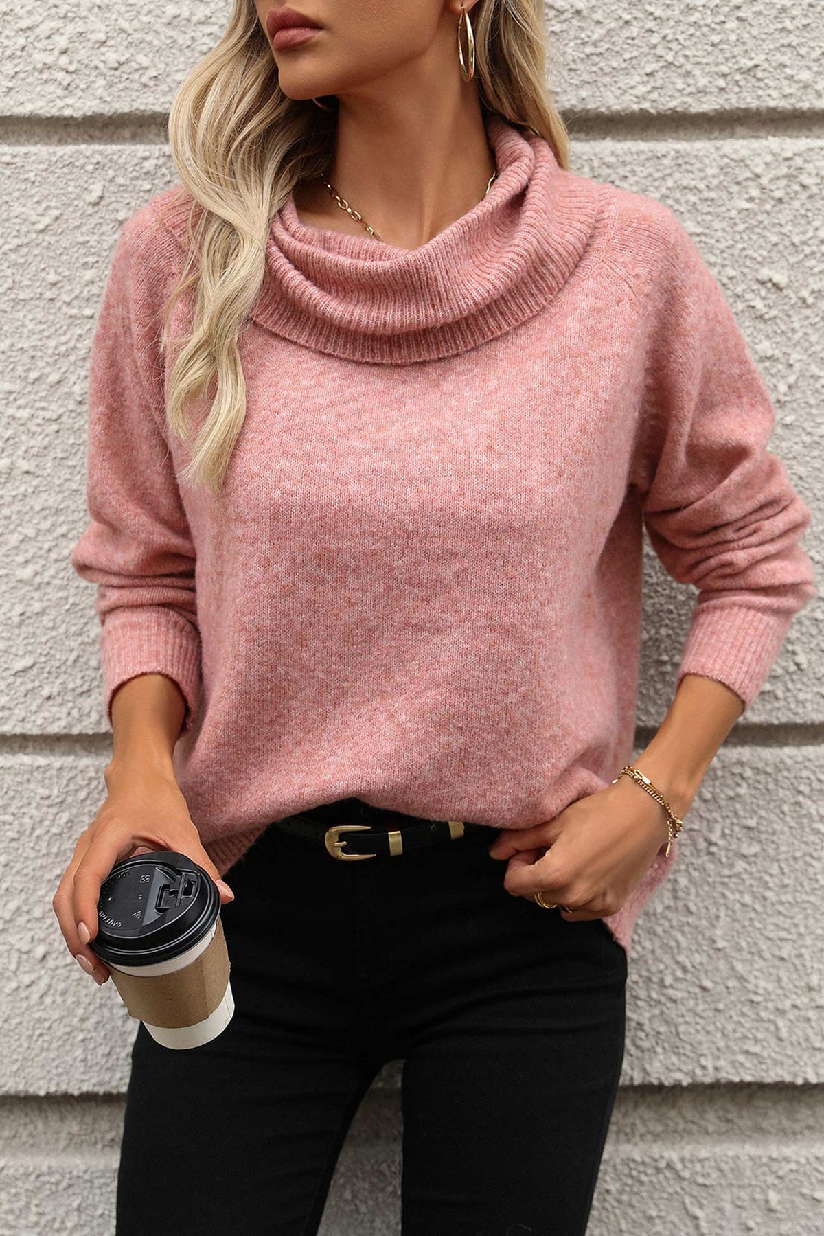 Women's Cowl Neck Long Sleeve Sweater
