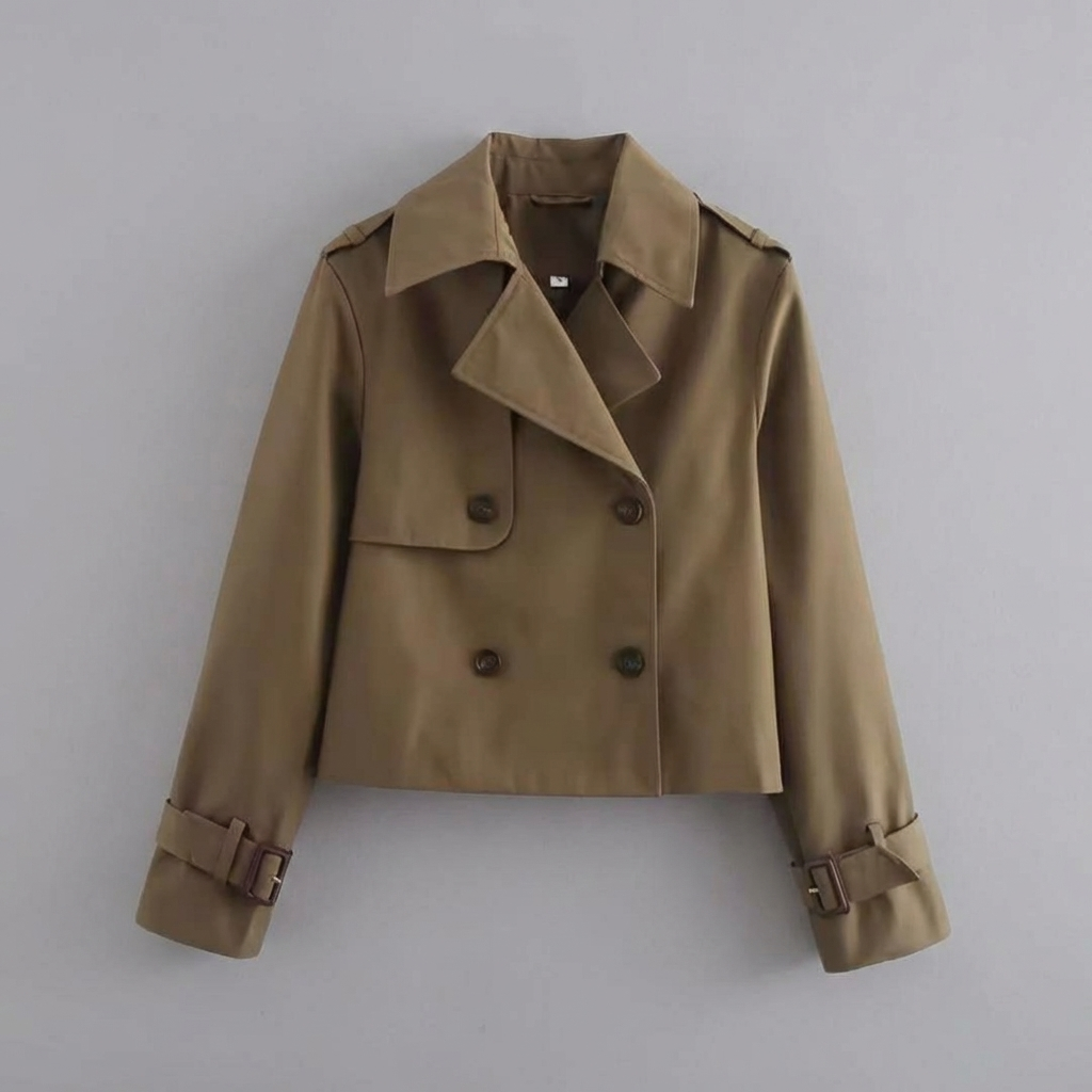 Women's Double-Breasted Cropped Trench Coat