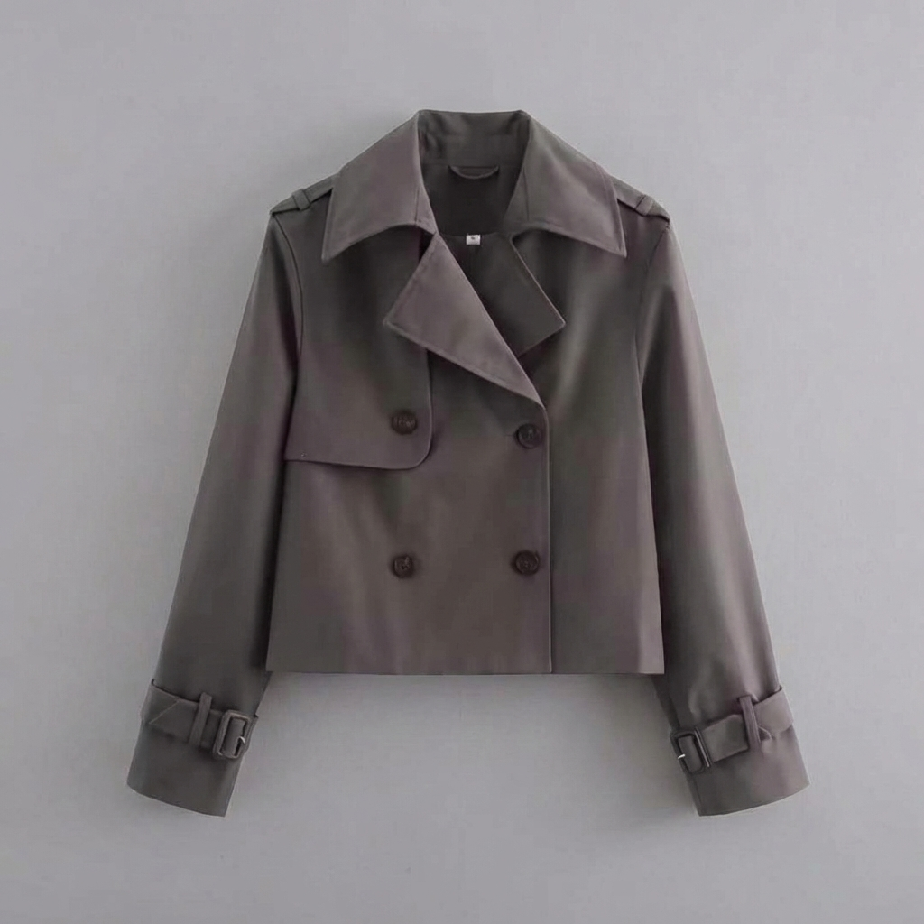 Women's Double-Breasted Cropped Trench Coat
