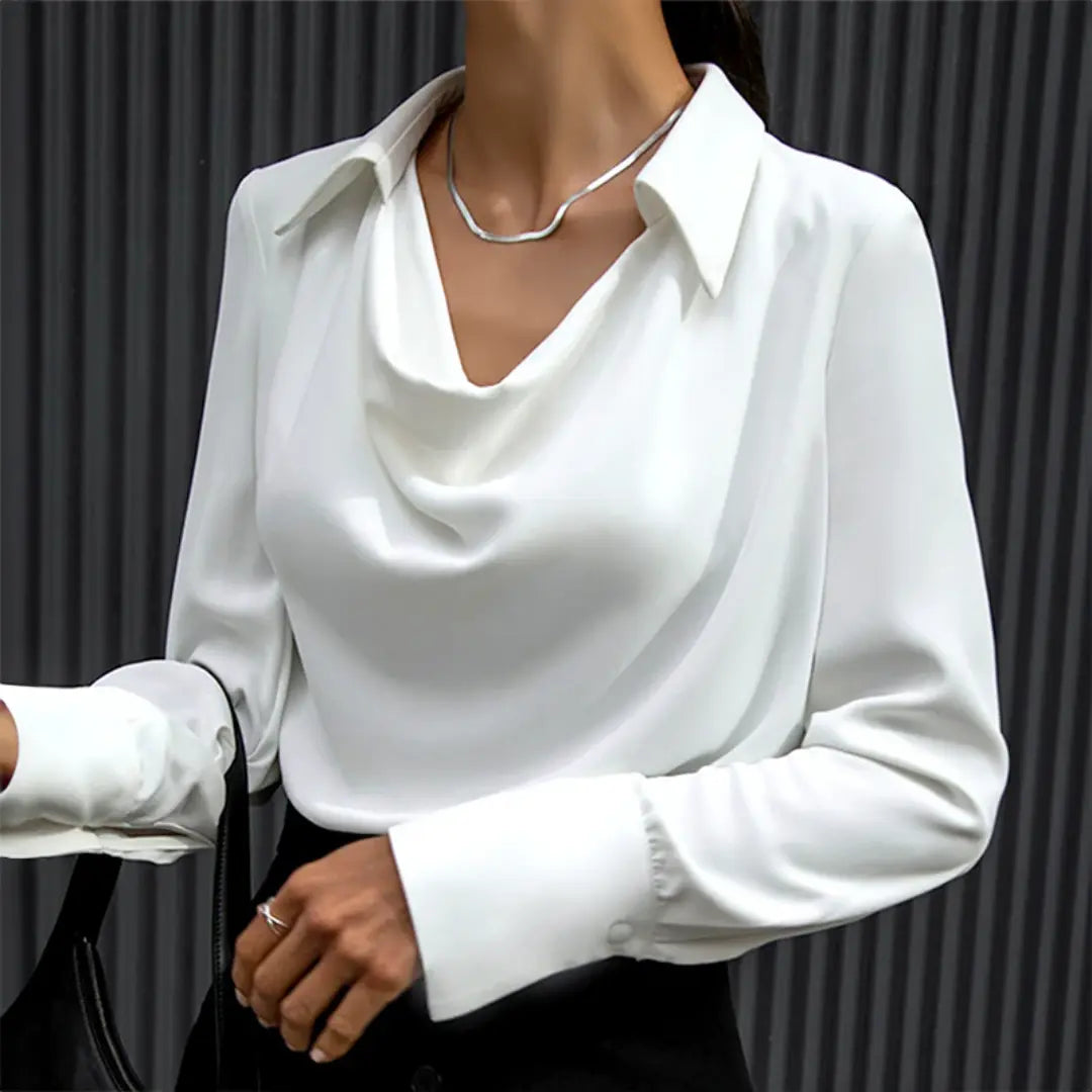 Women's Draped Cowl Neck Blouse with Flattering Fit