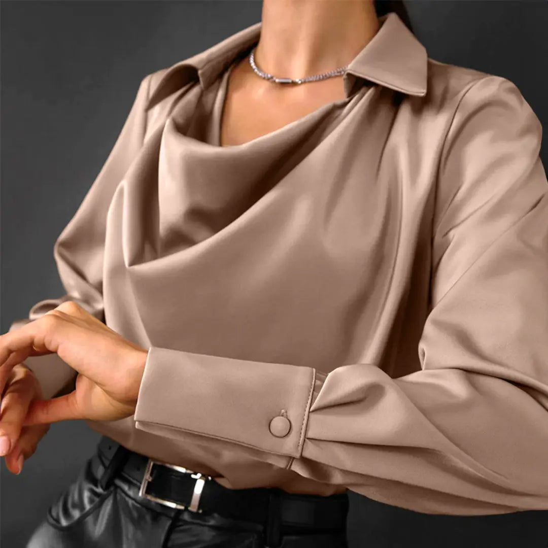 Women's Draped Cowl Neck Blouse with Flattering Fit