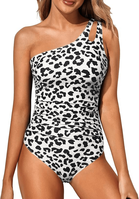 Women's Elegant One-Shoulder Tummy Control Swimsuit