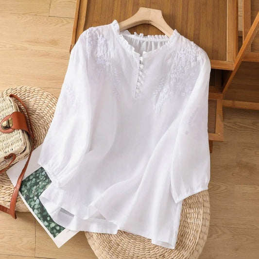 Women's Embroidered 3/4-Sleeve Blouse