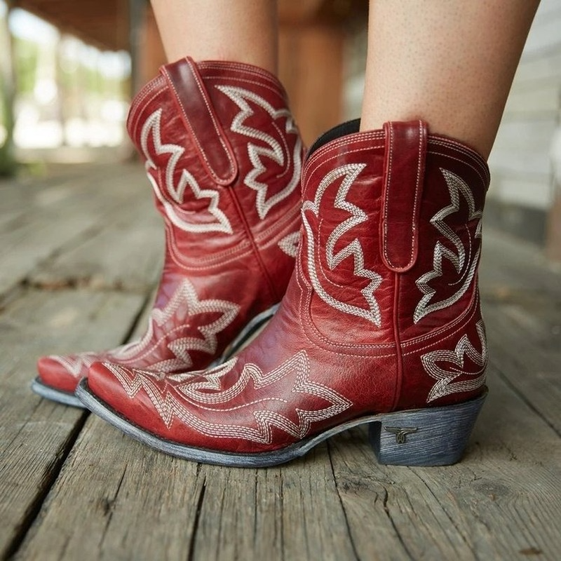 Women's Embroidered Cowboy Ankle Boots