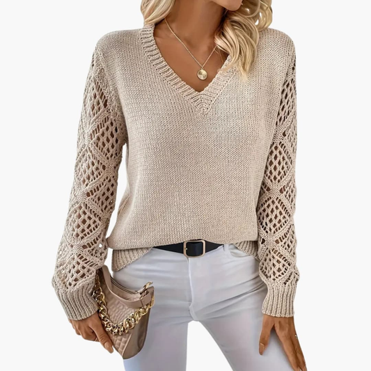 Women's Fine V-Neck Long Sleeve Sweater