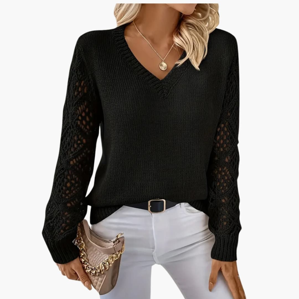 Women's Fine V-Neck Long Sleeve Sweater