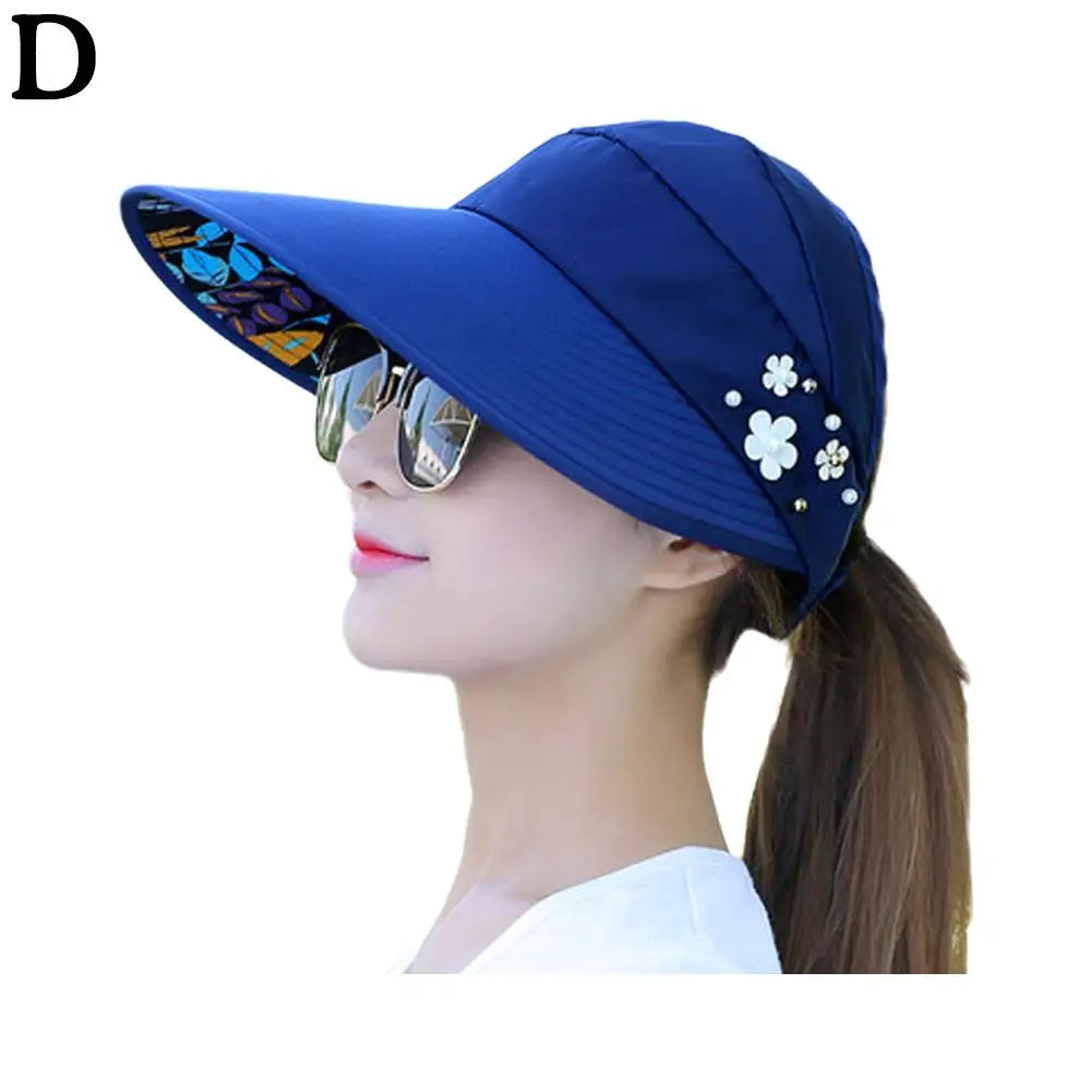 Women's Foldable Wide Brim Beach Hat with UV Protection