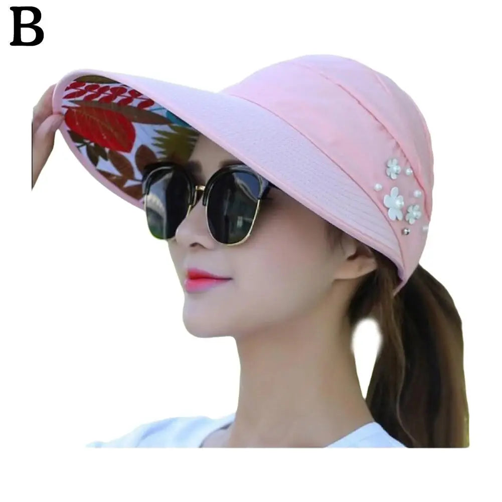 Women's Foldable Wide Brim Beach Hat with UV Protection