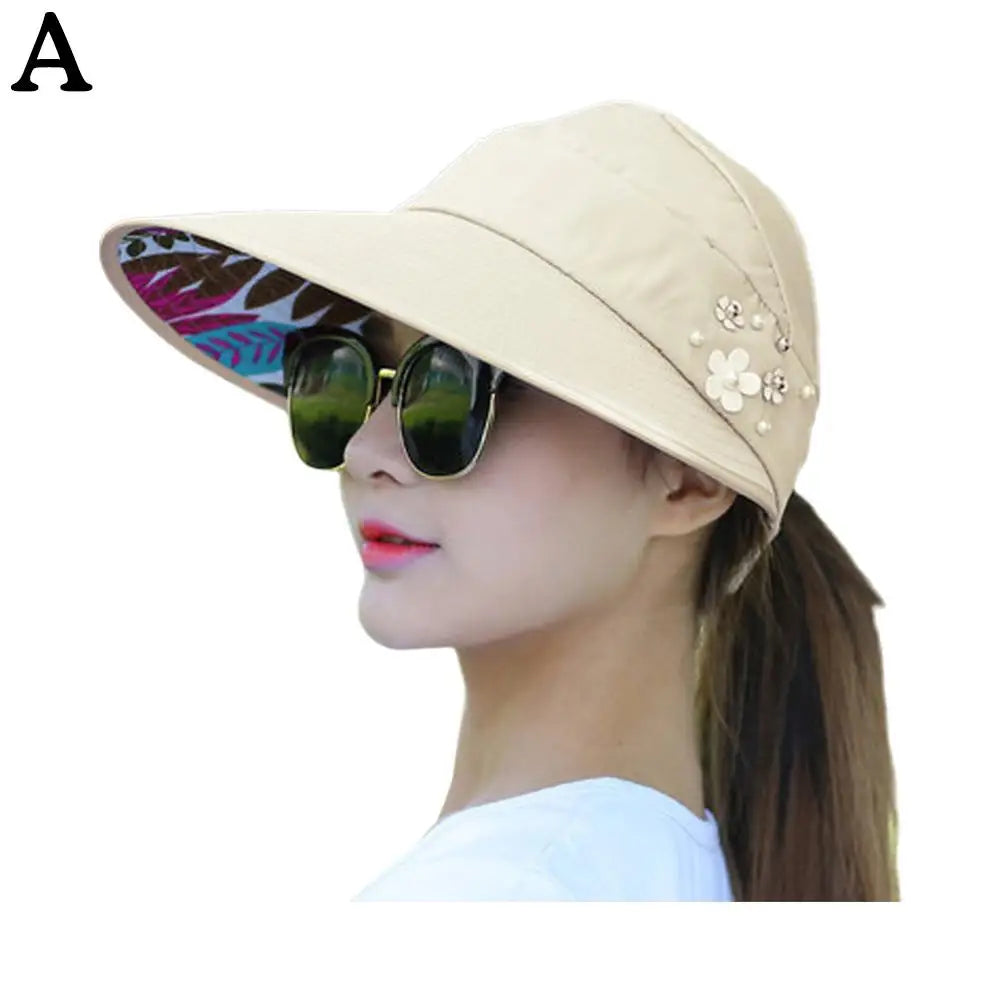 Women's Foldable Wide Brim Beach Hat with UV Protection