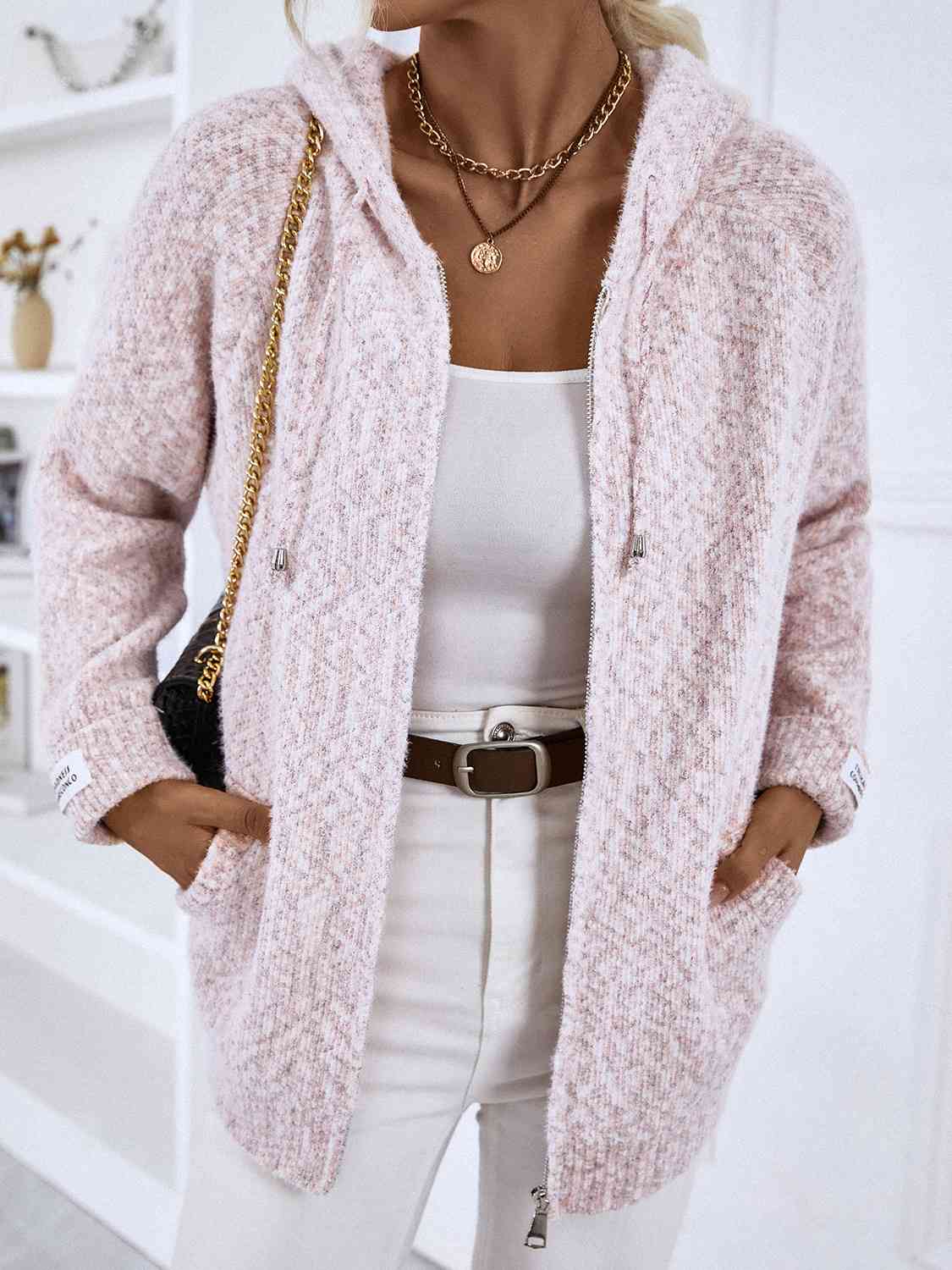Women's Hooded Cardigan with Front Pockets