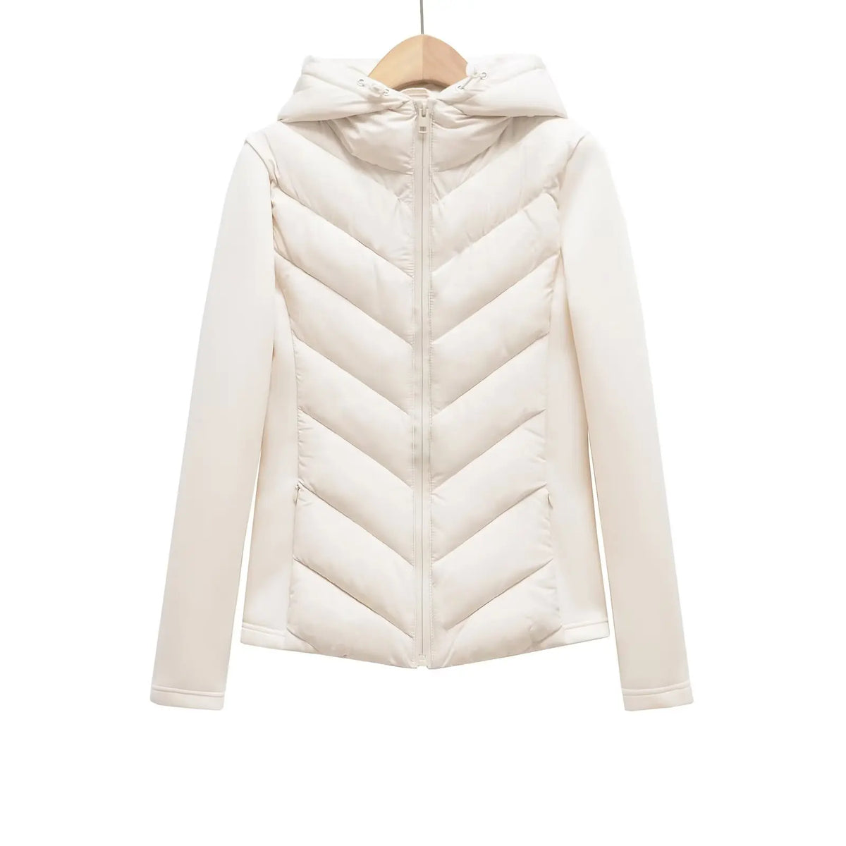 Women's Lightweight Quilted Winter Jacket with Hood and Hidden Pockets