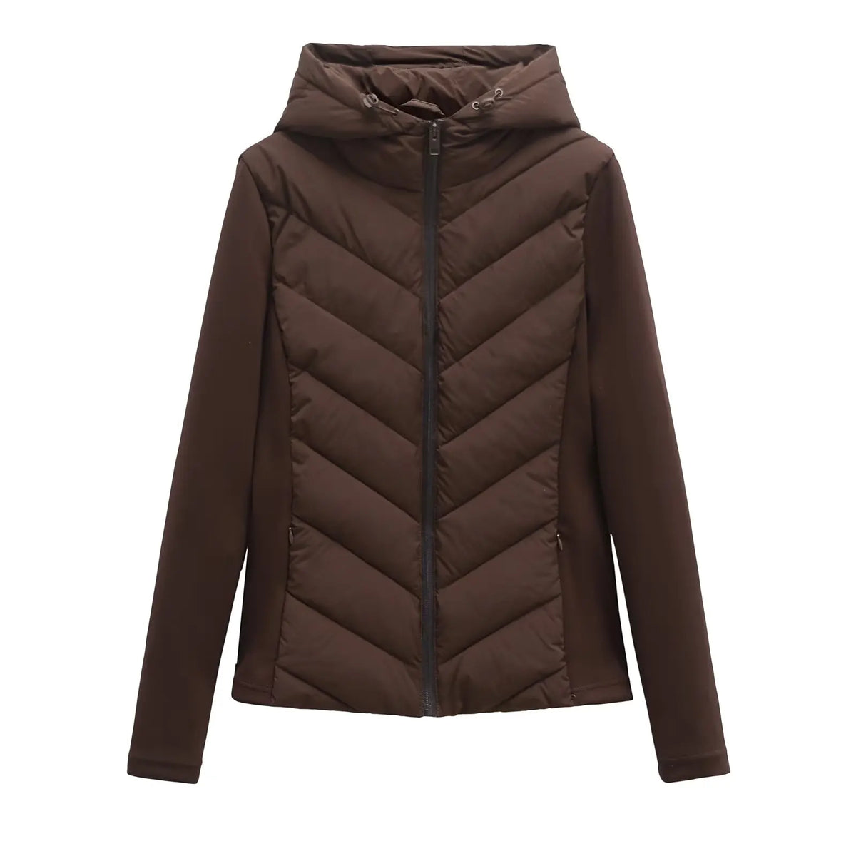 Women's Lightweight Quilted Winter Jacket with Hood and Hidden Pockets