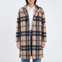 Women's Long Plaid Lapel Coat