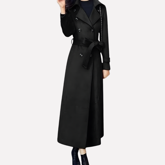 Women's Long Shawl-Collar Belted Coat