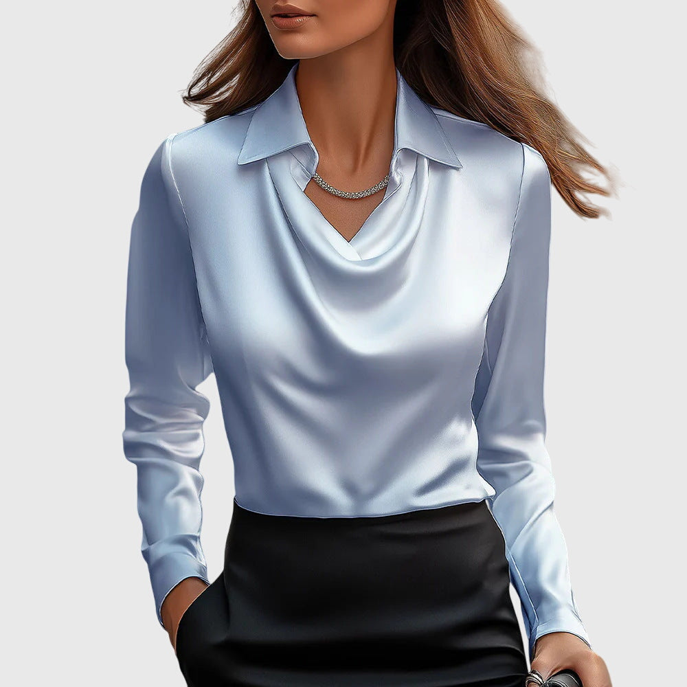 Women's Long Sleeve Cowl Neck Blouse