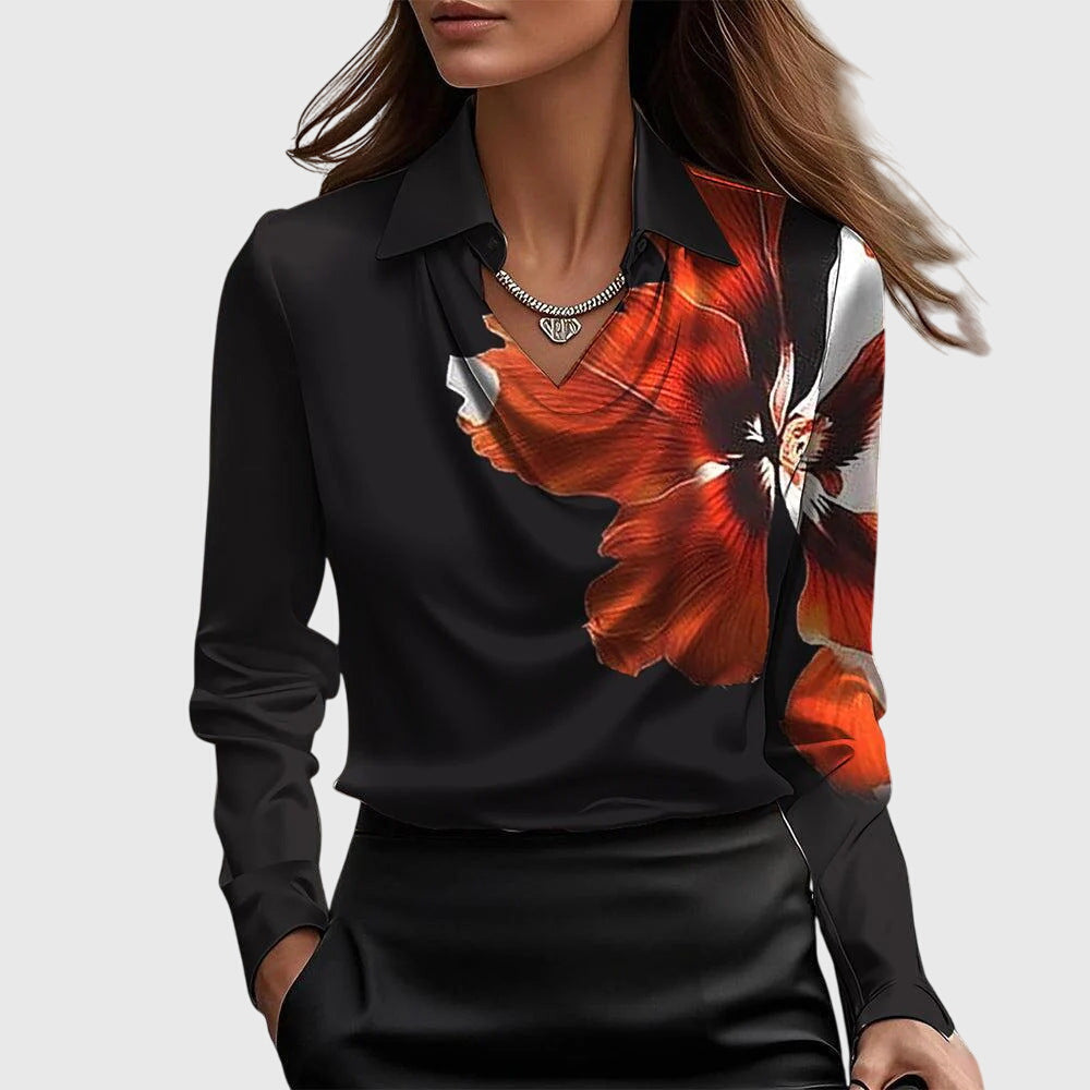 Women's Long Sleeve Cowl Neck Blouse