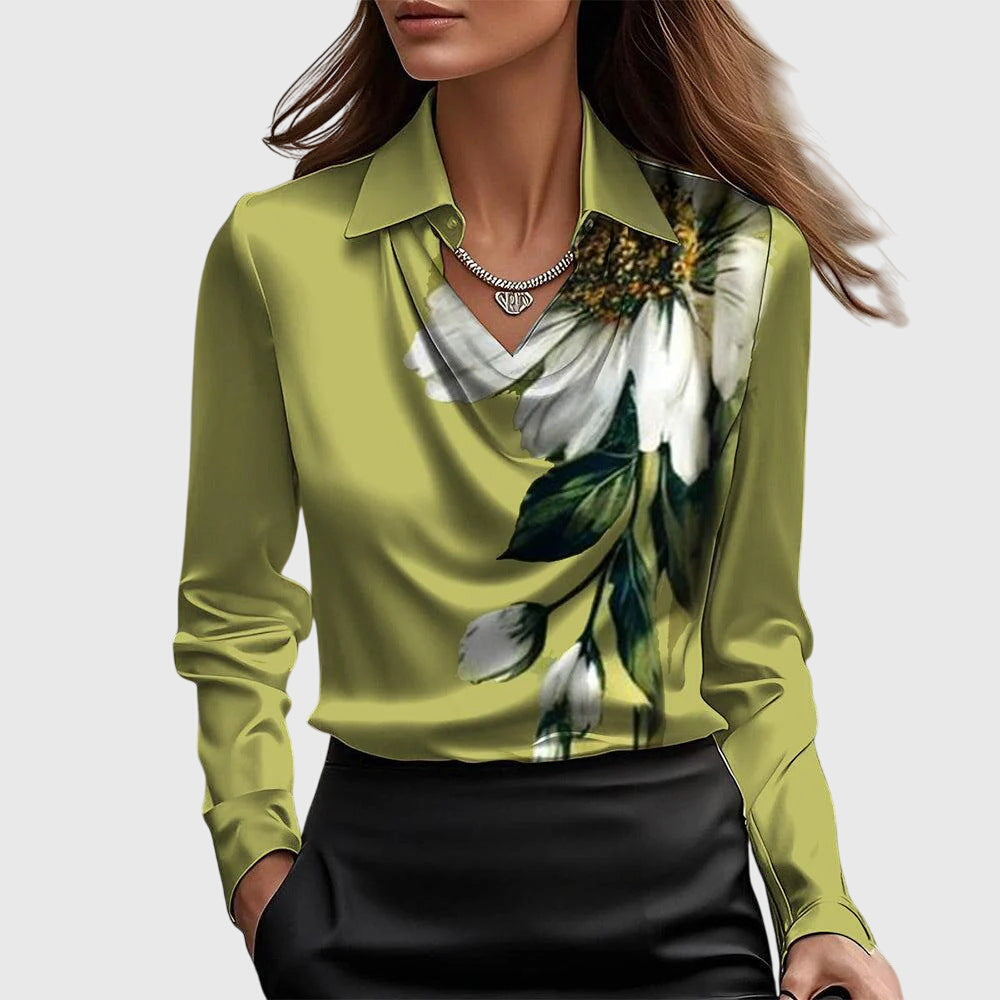Women's Long Sleeve Cowl Neck Blouse