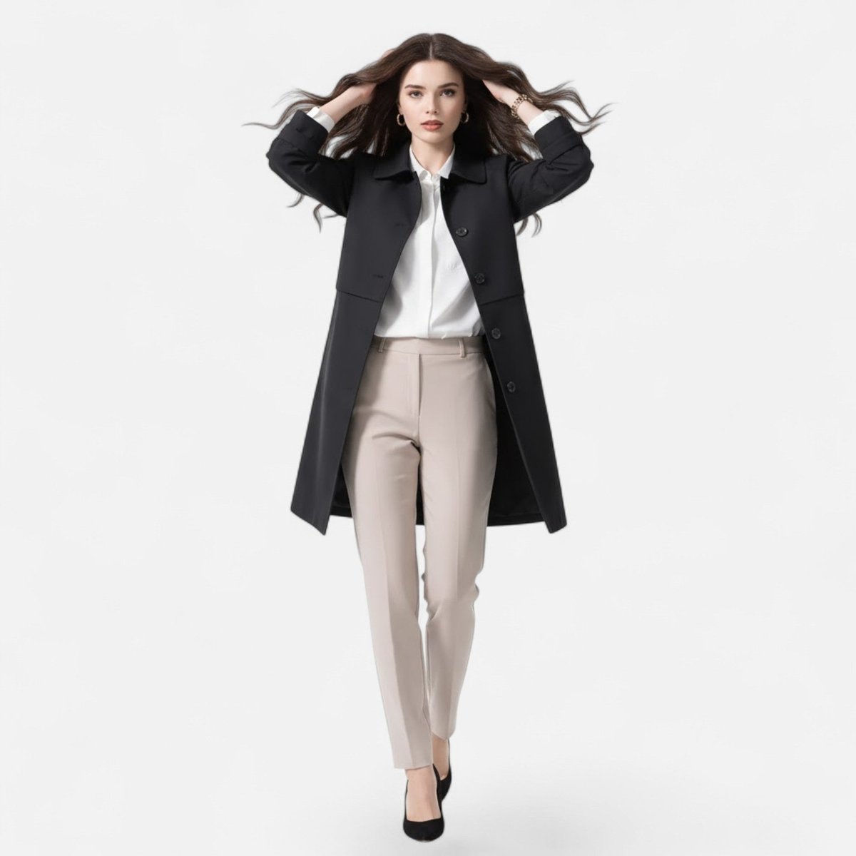 Women's Mid-Length Double-Breasted Trench Coat