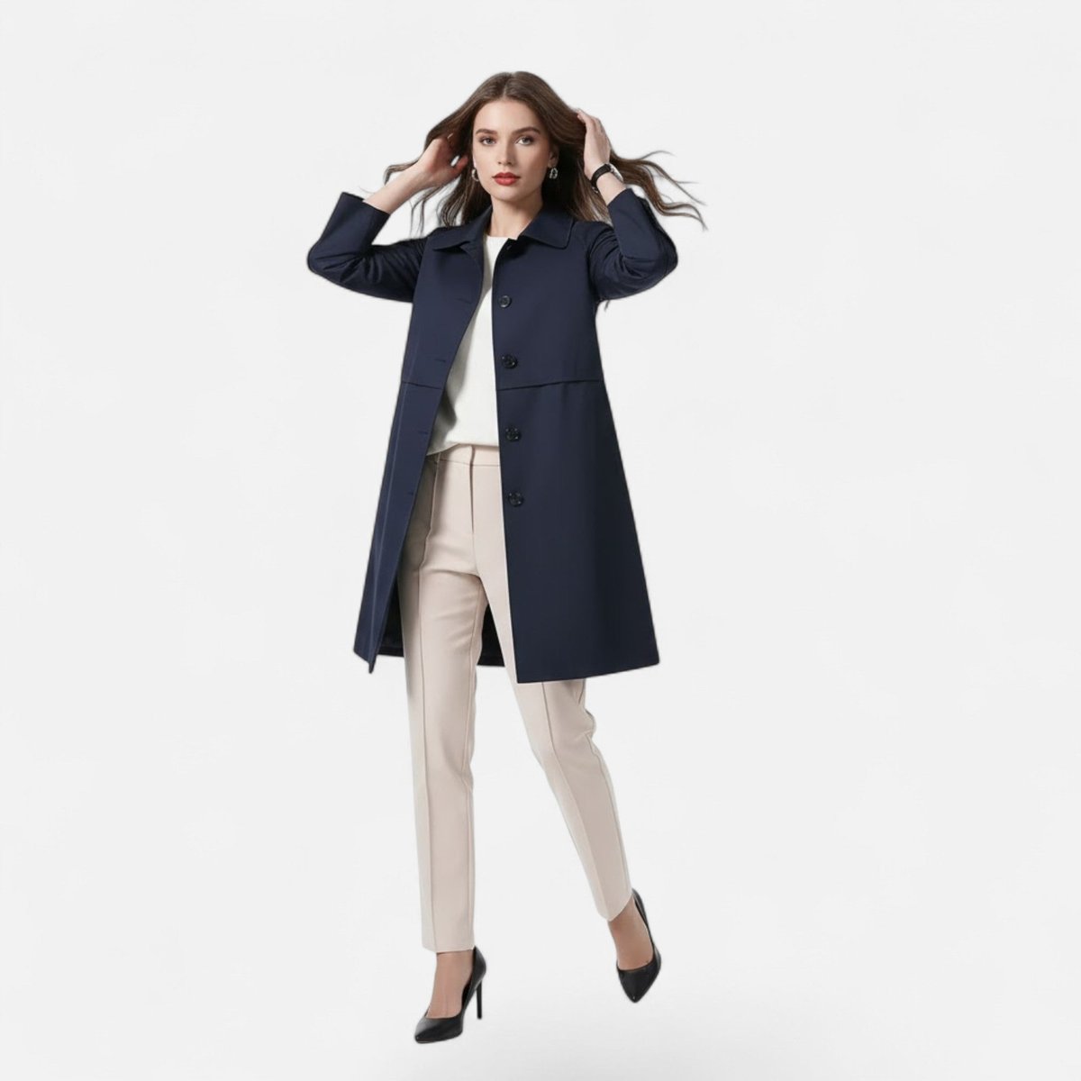 Women's Mid-Length Double-Breasted Trench Coat