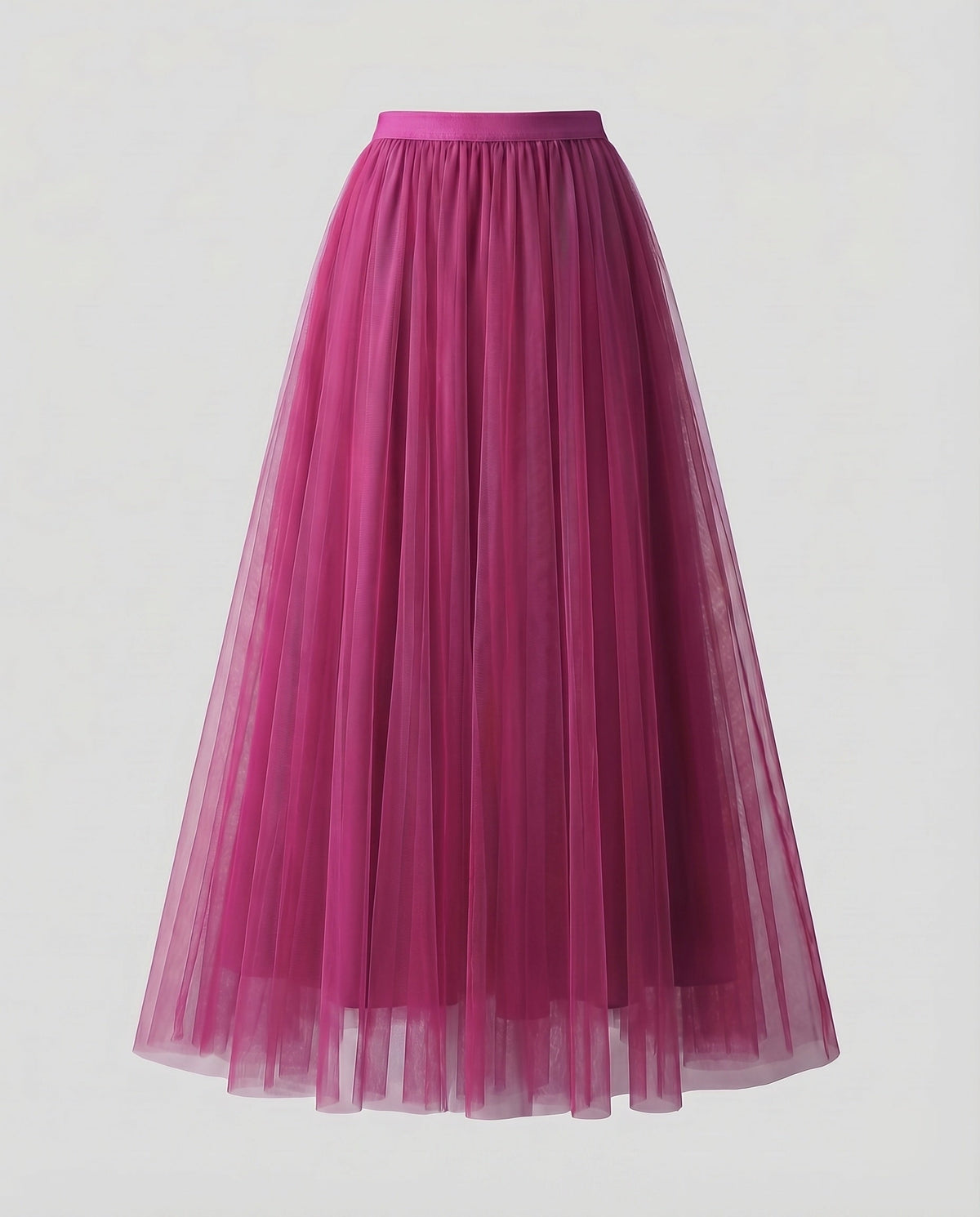 Women's Multi-Layered Floor-Length A-Line Skirt with Elastic Waistband