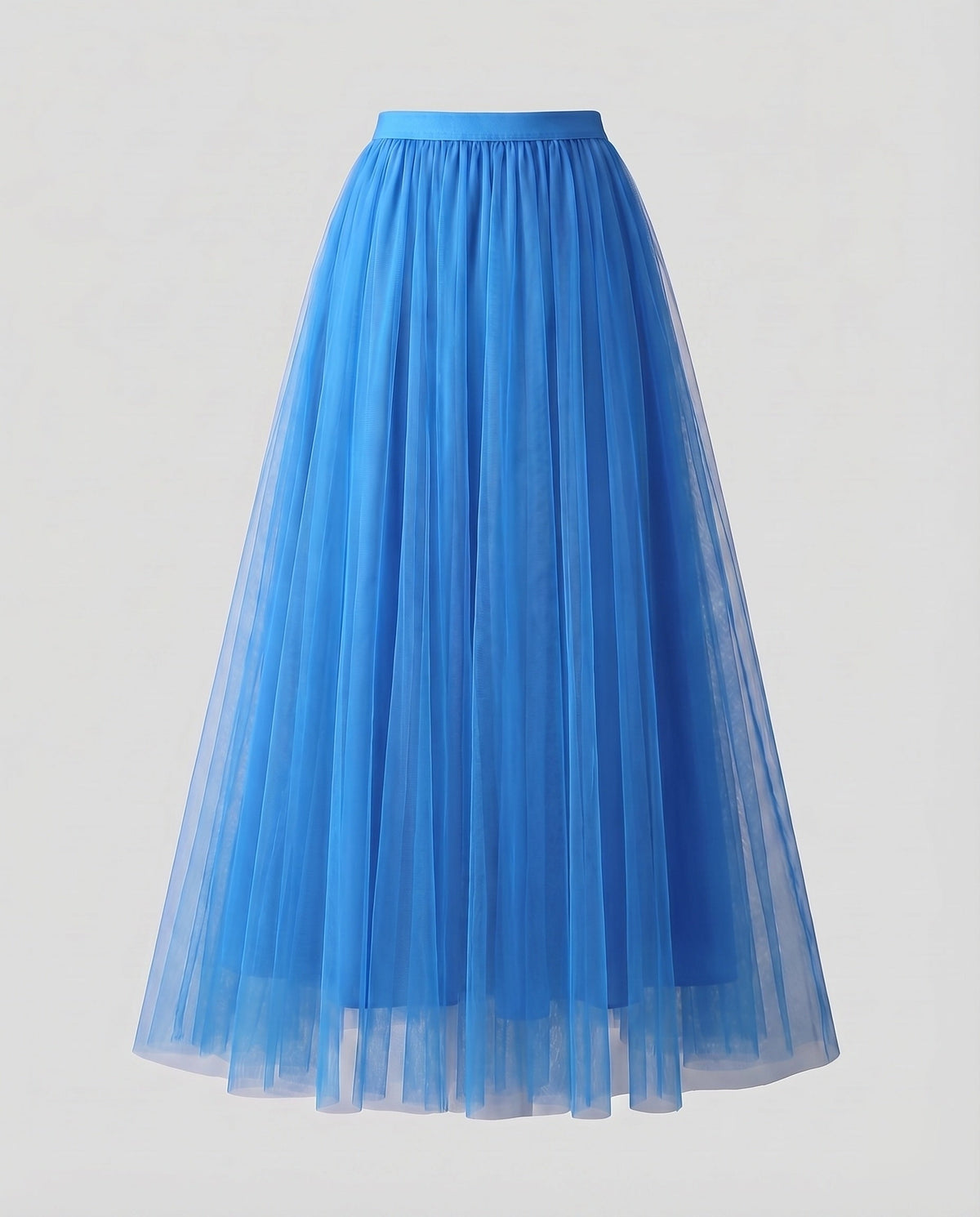 Women's Multi-Layered Floor-Length A-Line Skirt with Elastic Waistband