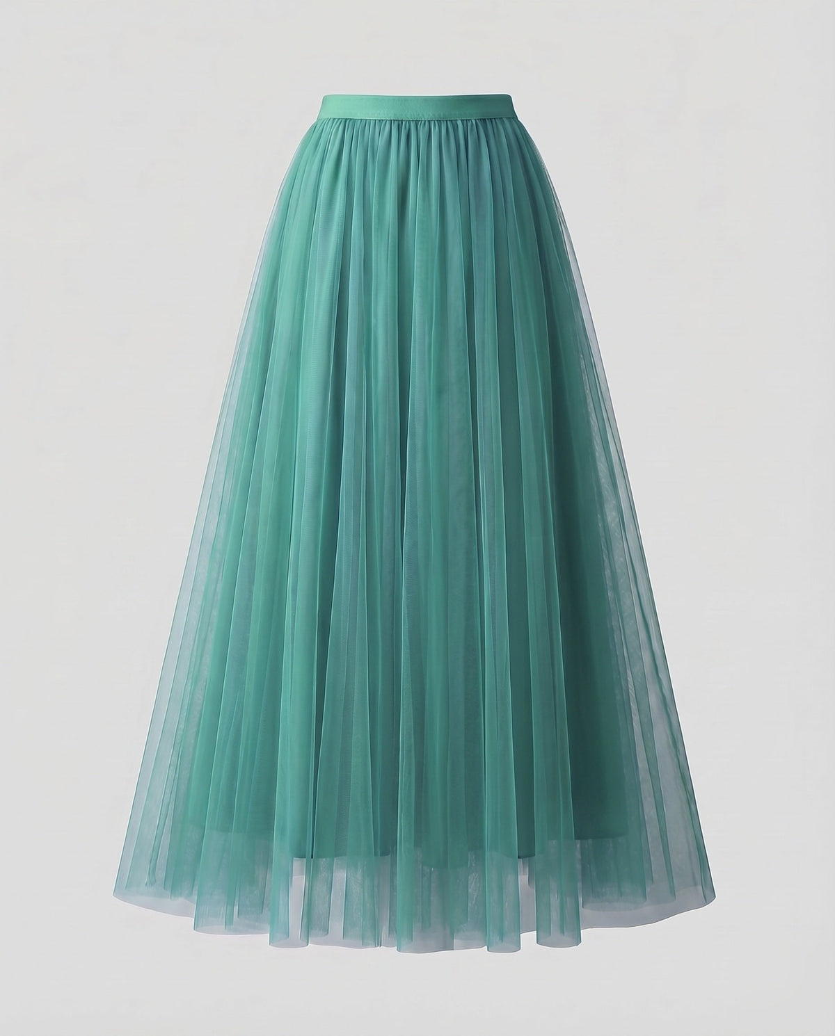 Women's Multi-Layered Floor-Length A-Line Skirt with Elastic Waistband