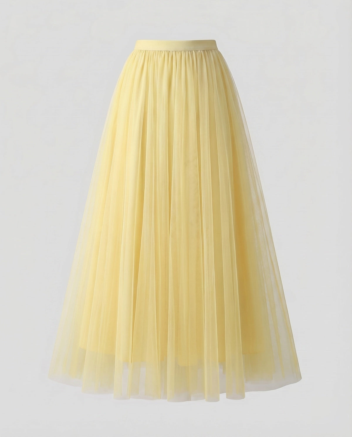 Women's Multi-Layered Floor-Length A-Line Skirt with Elastic Waistband
