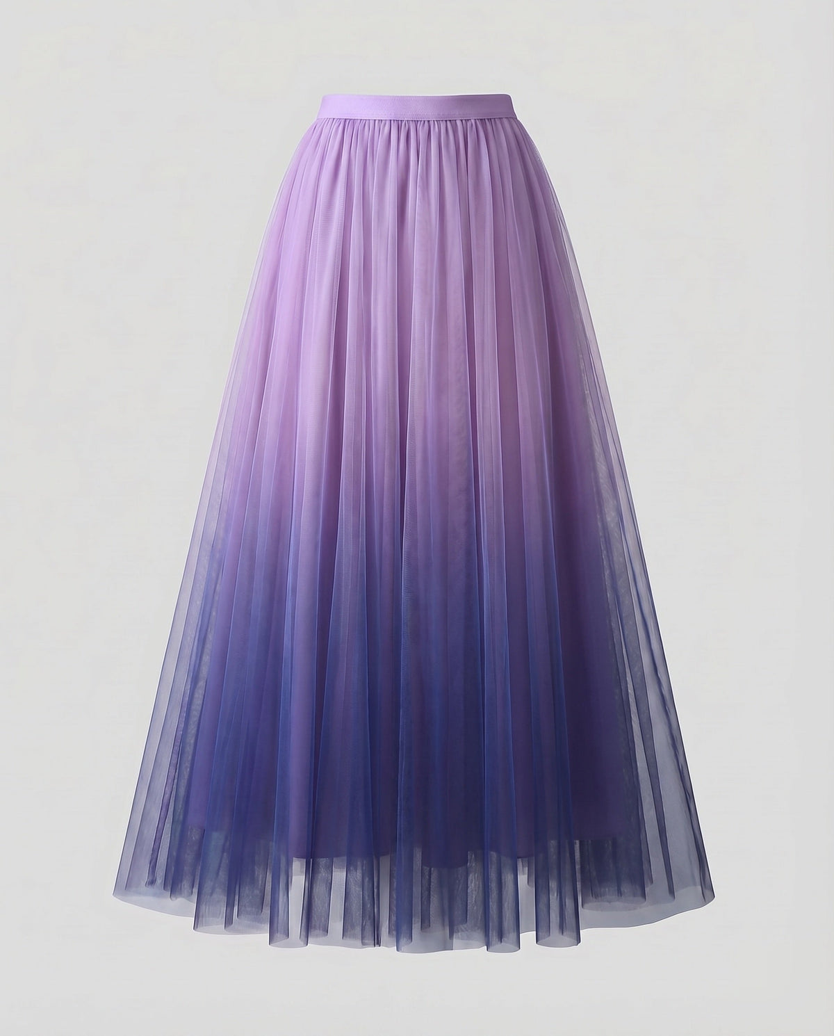 Women's Multi-Layered Floor-Length A-Line Skirt with Elastic Waistband