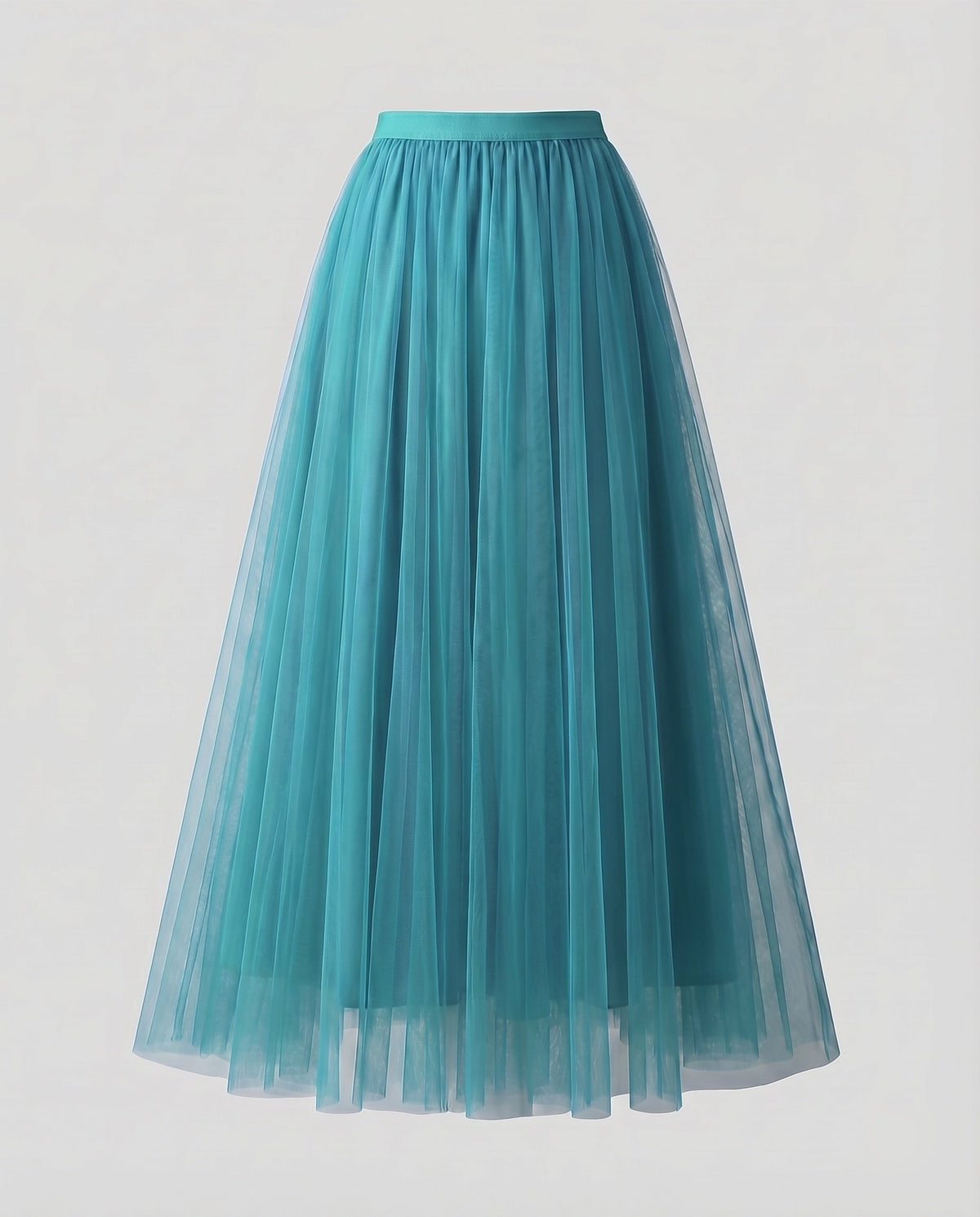 Women's Multi-Layered Floor-Length A-Line Skirt with Elastic Waistband