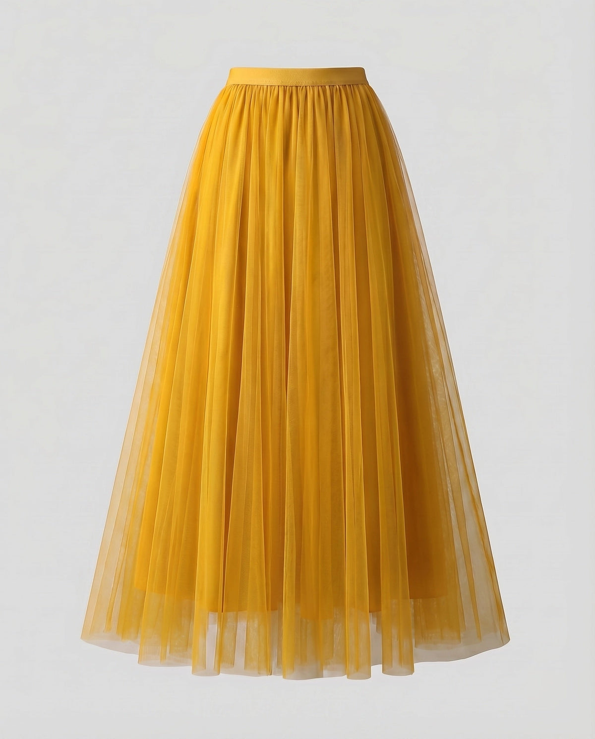 Women's Multi-Layered Floor-Length A-Line Skirt with Elastic Waistband