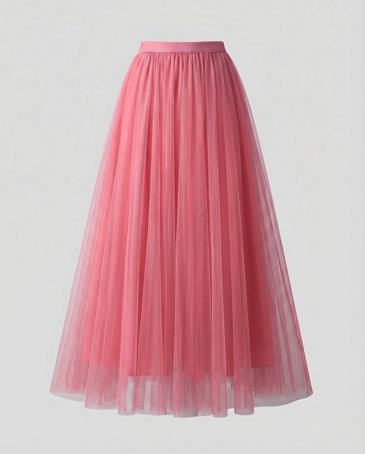 Women's Multi-Layered Floor-Length A-Line Skirt with Elastic Waistband