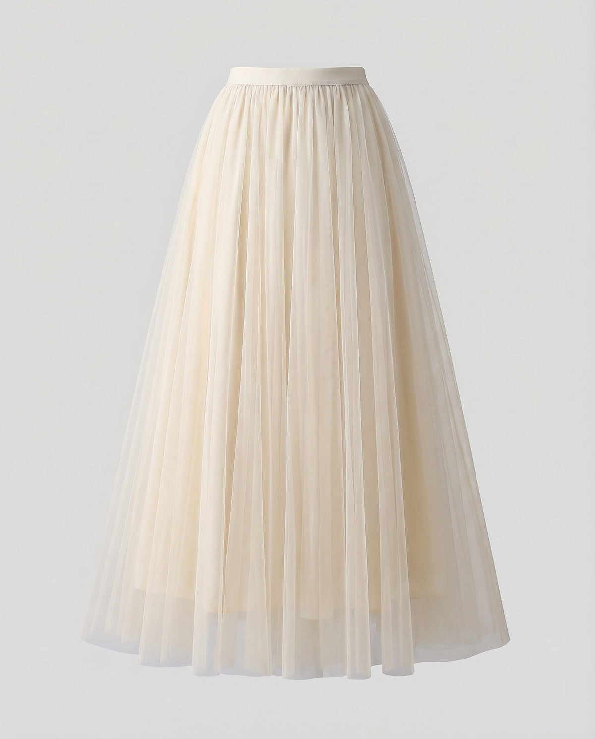 Women's Multi-Layered Floor-Length A-Line Skirt with Elastic Waistband