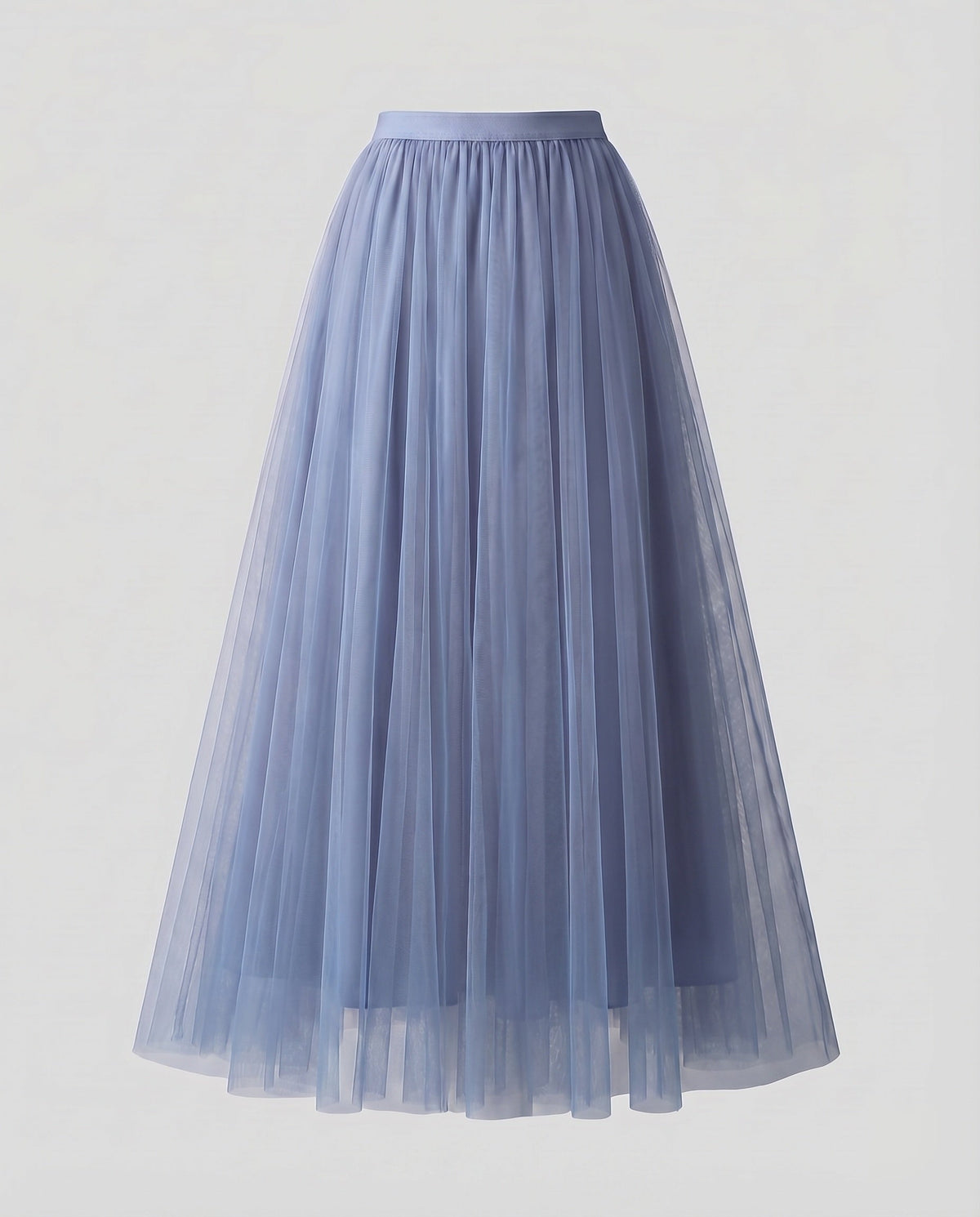 Women's Multi-Layered Floor-Length A-Line Skirt with Elastic Waistband