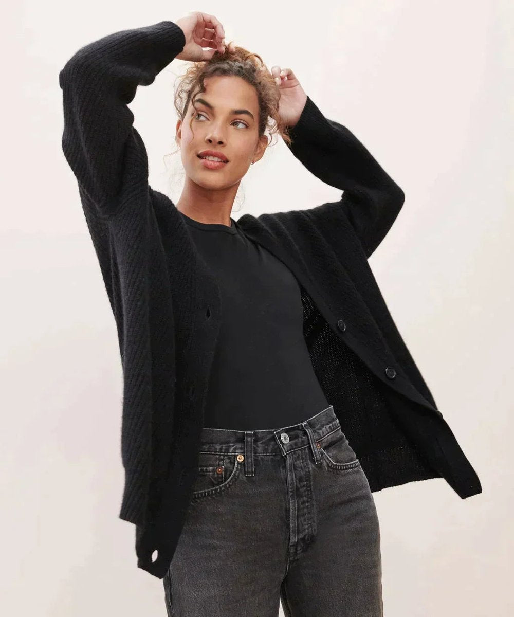 Women's Oversized Button-Front Cardigan
